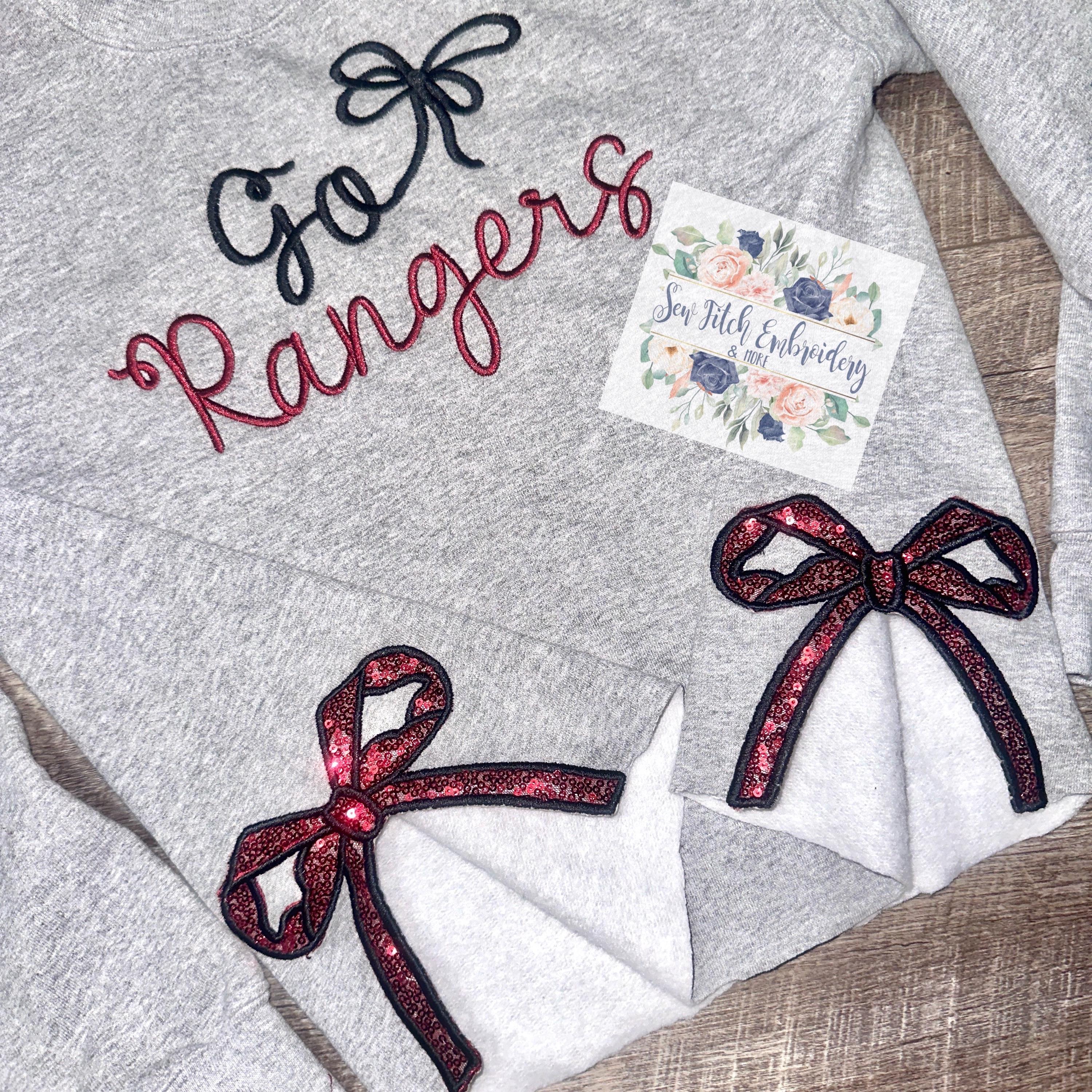 Custom Mascot embroidered sweatshirt | Side Bow sweatshirt | Custom sweatshirt | embroidered sweatshirt |