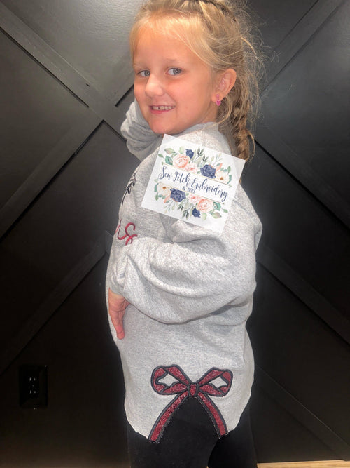 Custom Mascot embroidered sweatshirt | Side Bow sweatshirt | Custom sweatshirt | embroidered sweatshirt |